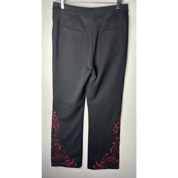 ST. JOHN EVENING by Marie Gray Black Dress Pants Red Metallic Embroidery Size 6 - Picture 2 of 5